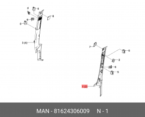 Обьшивка колонн слева громкоговритель GM/GN/GX 81624306009 MAN