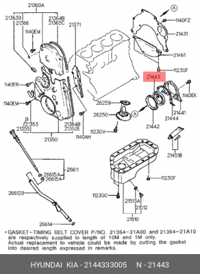 Сальник коленвала HYUNDAI Sonata 5,Elantra,i30,Tucson KIA Ceed,Cerato задний (80 2144333005 HYUNDAI KIA