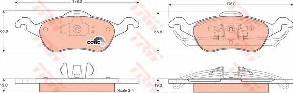 Колодки передние FORD FOCUS I GDB1358 GDB1358 TRW