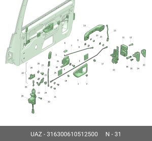 Кнопка УАЗ-3163 замка двери внутрисалонная (ОАО УАЗ) 316300610512500 UAZ UAZ