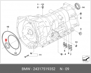 сальник КПП!\ BMW E60/E65/E66 2.5/3.0/3.0D M54/M57 98>  24 31 7 519 352 BMW