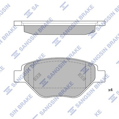 Колодки тормозные RENAULT Megane 2 (03-) передние (4шт.) SANGSIN SP1872 SANGSIN
