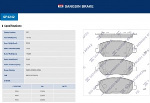 Колодки тормозные KIA Ceed (18-) передние (4шт.) SANGSIN SP4242 SANGSIN