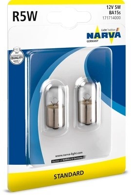 Лампа 12V R5W BA15s блистер (2шт.) NARVA 171714000 NARVA