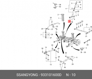 Шайба SSANGYONG подвески задней OE 933101600D SSANG YONG