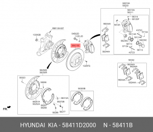 Диск тормозной HYUNDAI Genesis G90 (16-) задний (1шт.) OE 58411D2000 HYUNDAI KIA