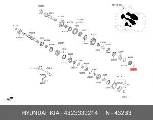 Кольцо стопорное КПП T=2.14 4323332214 HYUNDAI KIA