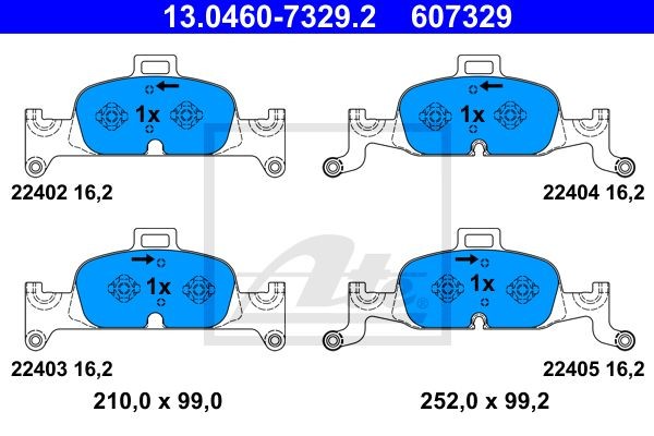 13.0460-7329.2 колодки дисковые передние!\ Audi A4/A5/A6/Q5 15> 13.0460-7329.2 ATE