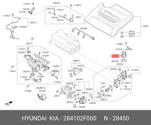 Клапан HYUNDAI Santa Fe (09-) KIA Sportage (10-) контроля выхлопных газов (EGR)  284102F000 HYUNDAI KIA