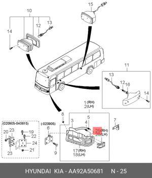 Указатель поворота (правый) (пр--ль SAMDO) AA92A50681 HYUNDAI KIA