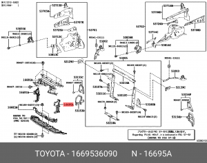 дефлектор радиатора передний левый!\ Toyota RAV4 13-19 16695-36090 TOYOTA