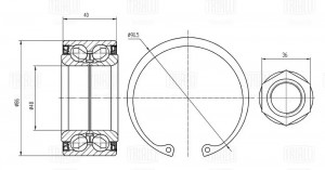 Подшипник ступицы для а/м Honda Accord (02-) перед. (кмпл:подш./гайка/стоп.кол.) CS 2370 TRIALLI