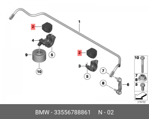Резинометаллич. шарнир стабилизатора !D=13MM \BMW 5' F10, LCI, F11, F18, 33 55 6 788 861 BMW