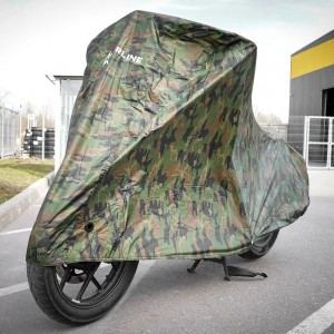 Чехол-тент на мотоцикл защитный M (225х90х110см), люверс под замок, летний камуф ADMC008 AIRLINE