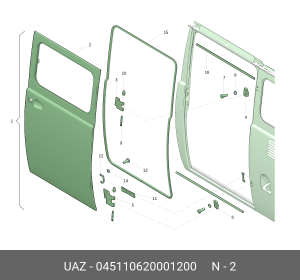 Дверь УАЗ-3741 салона (с оконным проемом) (ОАО УАЗ) 045110620001200 UAZ UAZ