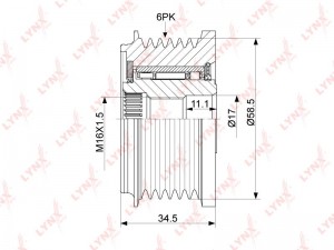 шкив генератора!\ Ford Transit 2.2TDCi, Citroen Jumper, Peugeot Boxer 2.2HDi 06> PA-1110 LYNXAUTO