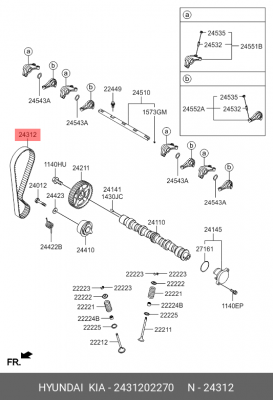 Ремень ГРМ HYUNDAI Getz,i10 KIA Picanto (101х20) OE 24312-02270 HYUNDAI KIA