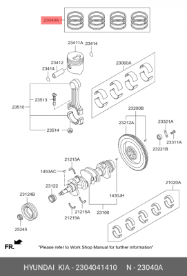 Кольца поршневые HYUNDAI HD65,72,78,County дв.D4AL d+0.00 комплект OE 2304041410 HYUNDAI KIA