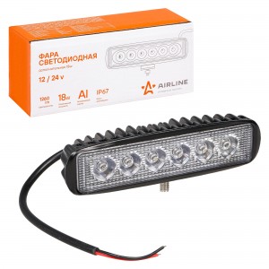 Фара светодиодная "AIRLINE" 157х42х40 мм 18W 12/24V (6 LED, направленный свет, п ALED004 AIRLINE