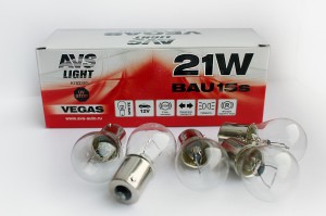 к-т ламп! 21W(BAU15S) 12V Vegas BOX (10шт), смещ.штифт\ A78338S AVS