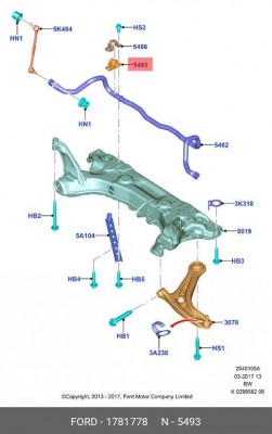 втулка стабилизатора перед.!\ Ford Ecosport, 2013> 1 781 778 FORD