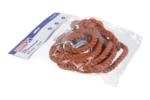 трос буксировочный! канат, 5т, 4,5м, с крюками, в пакете BRX0080031 BRIX
