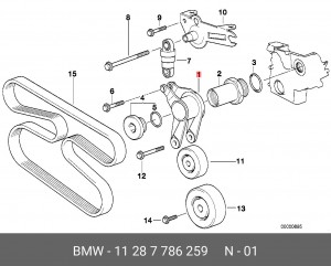 натяжитель ремня!\ BMW E36/E34/E39 1.8/2.5TDs 91> 11 28 7 786 259 BMW