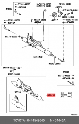 р/к рулевой рейки!\ Toyota Highlander 03-07 04445-48040 TOYOTA