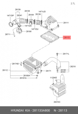 Фильтр воздушный HYUNDAI Trajet (04-) (TCI) OE 281133A800 HYUNDAI KIA