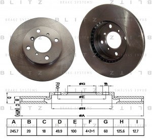 Диск тормозной передний вентилируемый SUZUKI Baleno/Liana 95- BS0147 BS0147 BLITZ