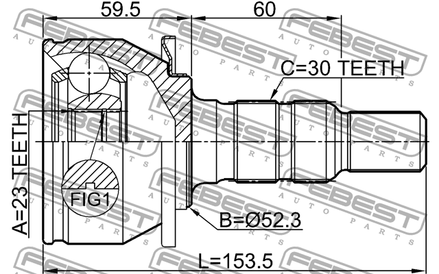 ШРУС внешний 23X52X30 OPEL ASTRA J 2010-2015 1810-ASJ14AT 1810-ASJ14AT FEBEST