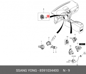 Датчик SSANGYONG Actyon (10-) угла поворота руля OE 8591034400 SSANG YONG