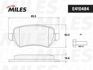 Колодки тормозные задние (без датчика + болты) (Смесь Low-Metallic) OPEL ZAFIRA  E410484 MILES