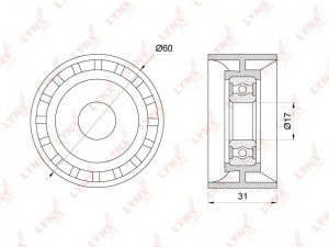 Ролик направляющий / приводной подходит для MITSUBISHI Carisma 1.9D 96-00 / Spac PB-7130 LYNXAUTO