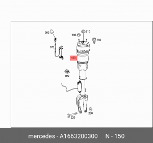 W166 АМОРТИЗАТОР ЛЕВЫЙ A1663200300 MERCEDES BENZ