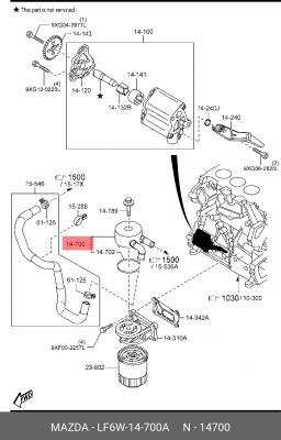 ОХЛАДИТЕЛЬ МАСЛА В БЛОКЕ МАСЛЯНОГО ФИЛЬТ  LF6W14700A LF6W-14-700A MAZDA