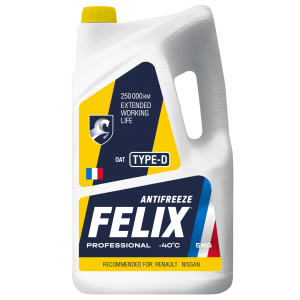 Антифриз желтый -40C 5кг G12+ TYPE D FELIX 430206333 TOSOL SINTEZ
