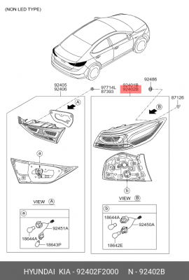 Фонарь задний HYUNDAI Elantra (16-) правый OE 92402F2000 HYUNDAI KIA