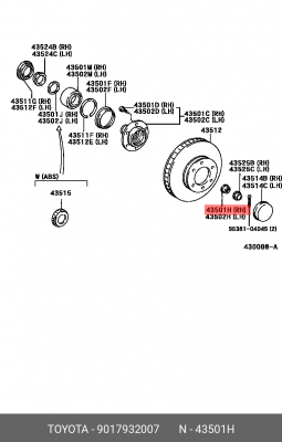 гайки ступицы передней!\ Toyota Land Cruiser/Sequoia/Tundra, Lexus LX450d/LX570 90179-32007 TOYOTA