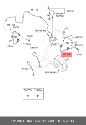 ШЛАНГ ТОРМОЗНОЙ СИСТЕМЫ 58731-2T600 587312T600 HYUNDAI KIA