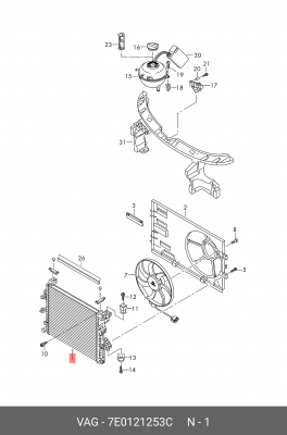 радиатор системы охлаждения!\ VW T5 2.0TDi 09> 7E0 121 253 C VAG