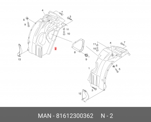 Крыло переднее правое  MAN ( замена 81.61230-0284) 81612300362 MAN