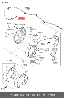 Суппорт тормозной KIA Bongo (04-) задний левый OE 583104E000 HYUNDAI KIA