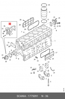Прокладка кронштейна компрессора Scania 4/P/G/R/T серия 1775091 SCANIA