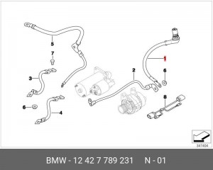 провод блока управления свечами накаливания!\ BMW E46/E60/E53/E83 2.5d-3.5d All 12 42 7 789 231 BMW