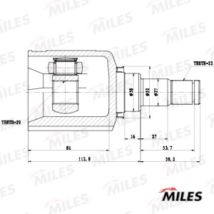 ШРУС внутренний CHEVROLET LACETTI 03-08/AVEO (T200)/(Т250) 03-08 GA10073 GA10073 MILES