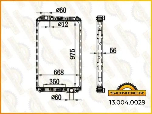 Радиатор 975*649*40 (без рамки) MB Axor OM457 (Nissens 625710) 130040029 SONDER