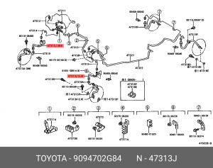 шланг тормозной!\ Lexus LX450D/LX570, Toyota Land Cruiser 12> 90947-02G84 TOYOTA