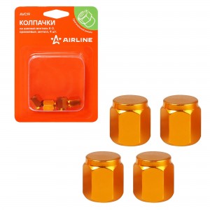 Колпачки на шинный вентиль K-3, оранжевые, металл, 4 шт. (AVC19) AVC19 AIRLINE