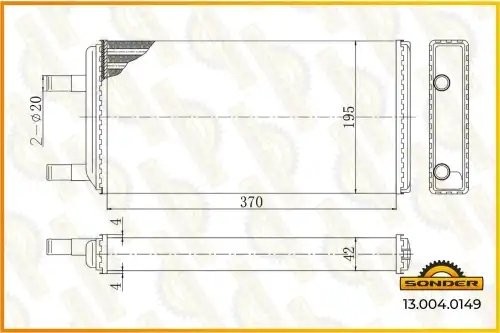 Радиатор отопителя Volvo F10-F16 85-91 г. 370 *188 *42 130040149 SONDER